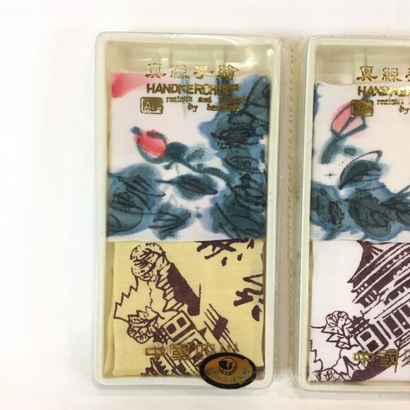 5 Vintage Silk & Embroidered Handkerchief  Hanky New In Package Travel Souvenir - Picture 2 of 6